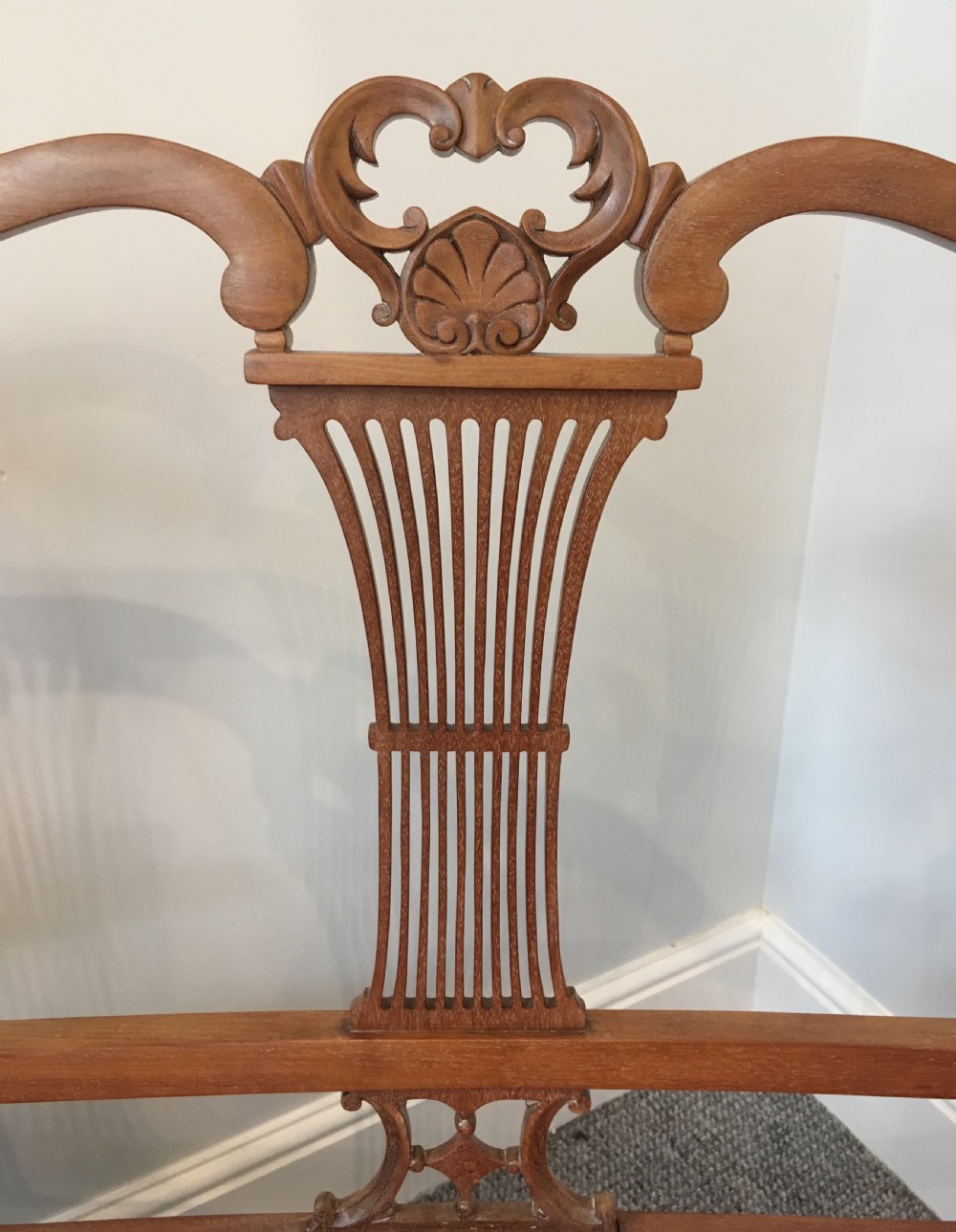 Edwardian Mahogany Two Seat Salon Setee View IV