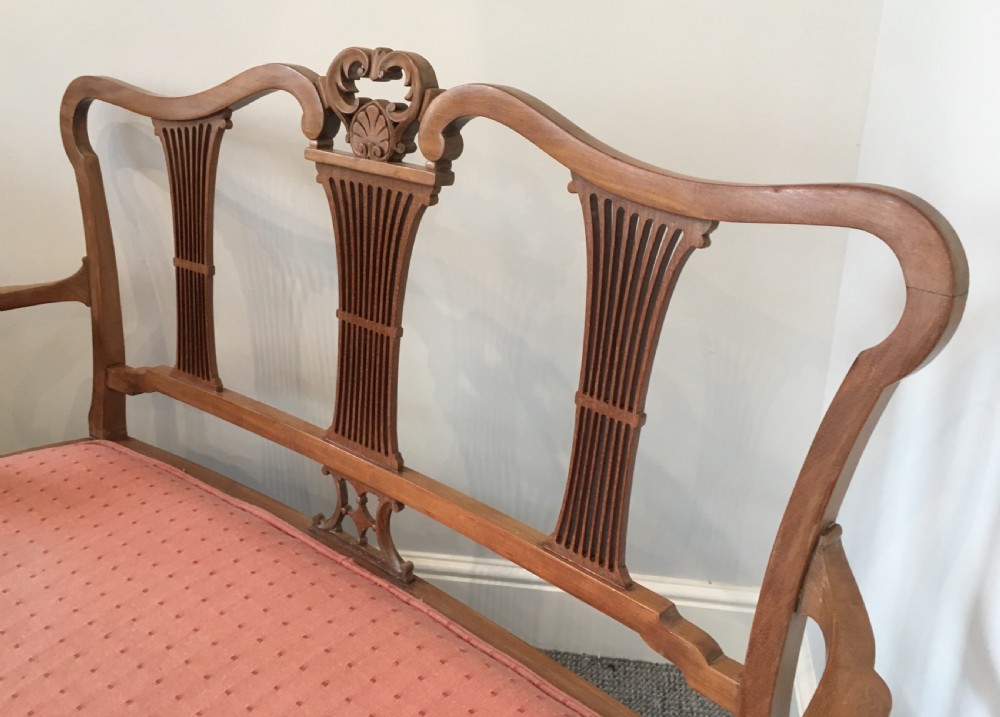Edwardian Mahogany Two Seat Salon Setee View V