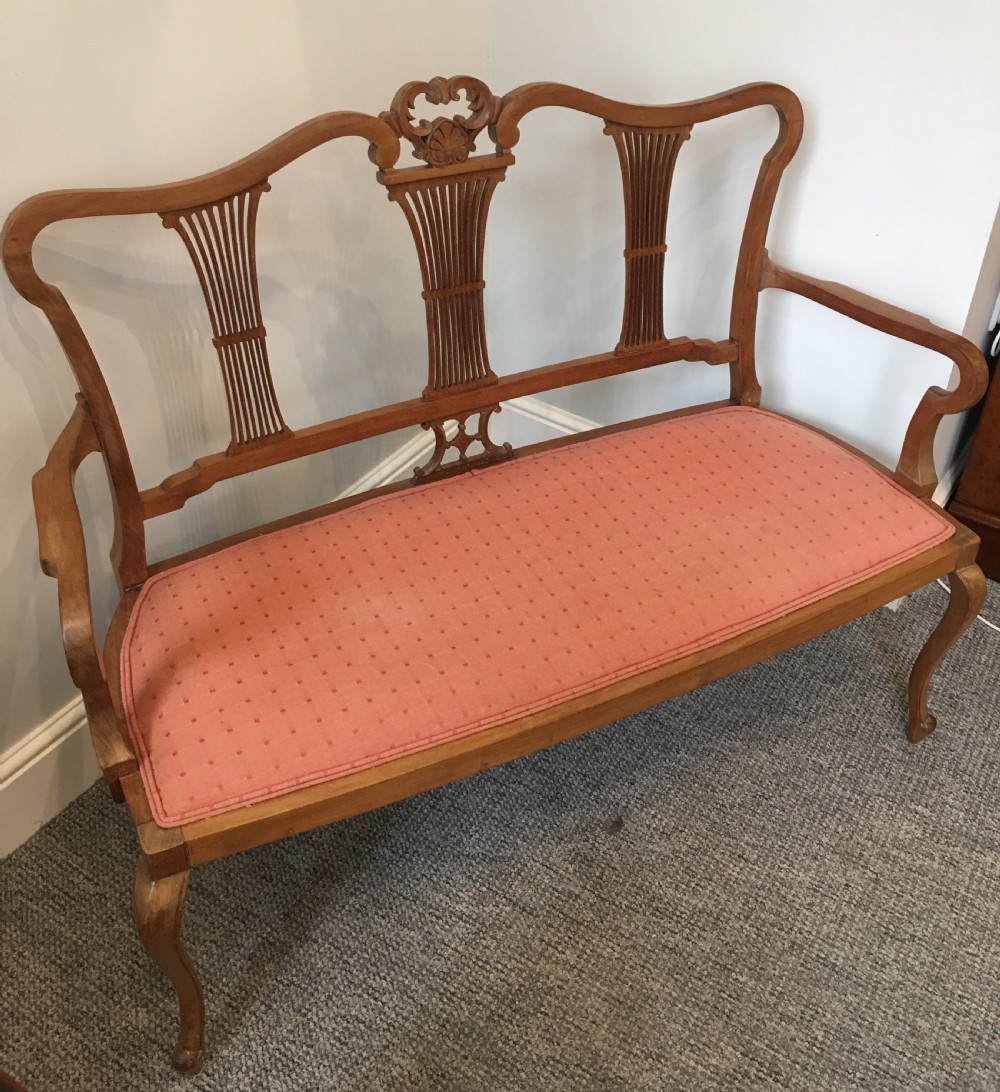 Edwardian Mahogany Two Seat Salon Setee View VI