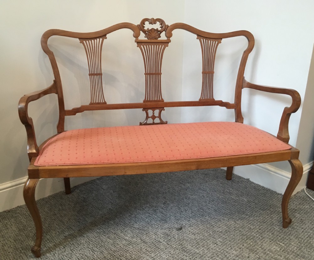 Edwardian Mahogany Two Seat Salon Setee View VII