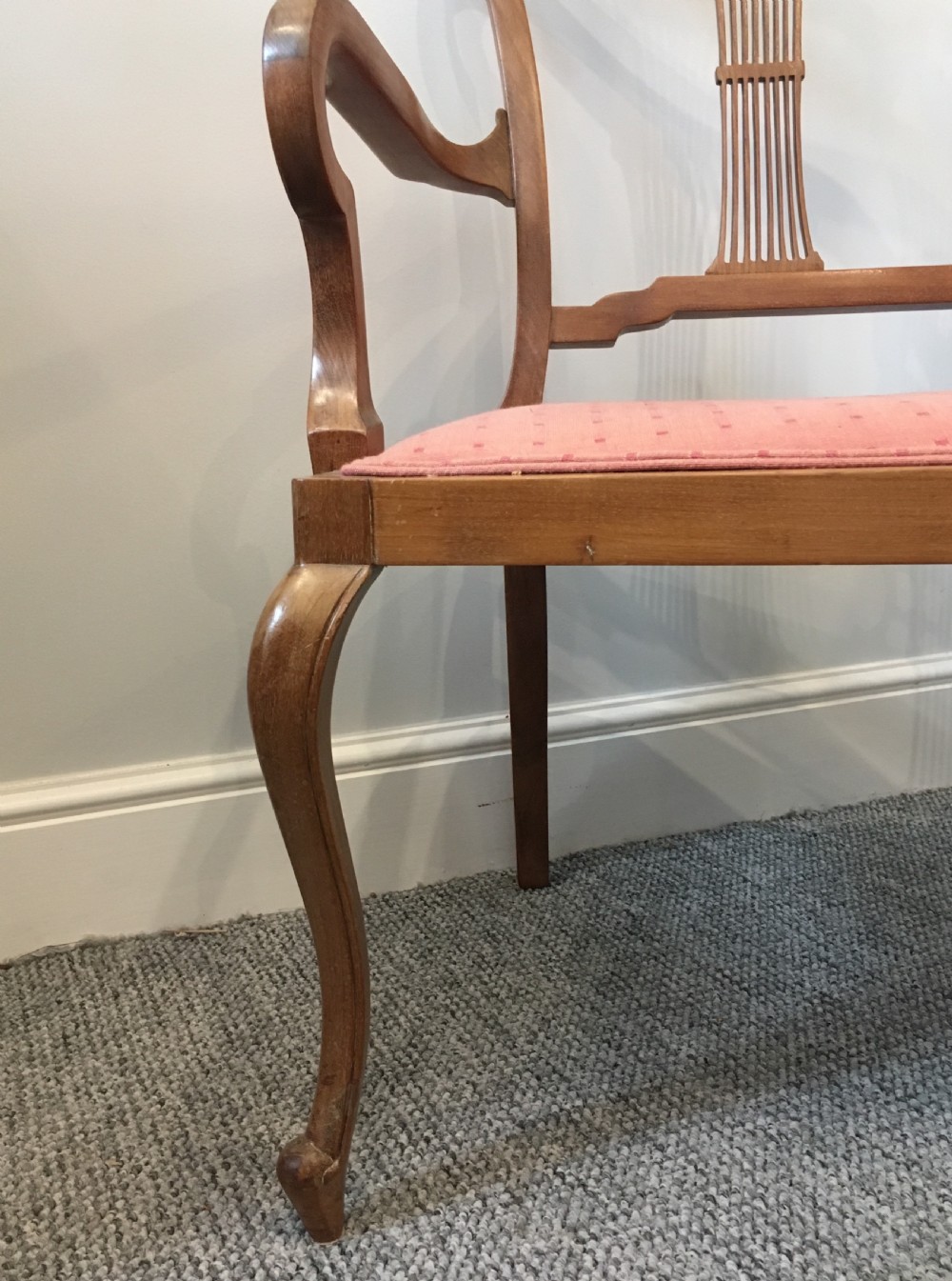 Edwardian Mahogany Two Seat Salon Setee View IX