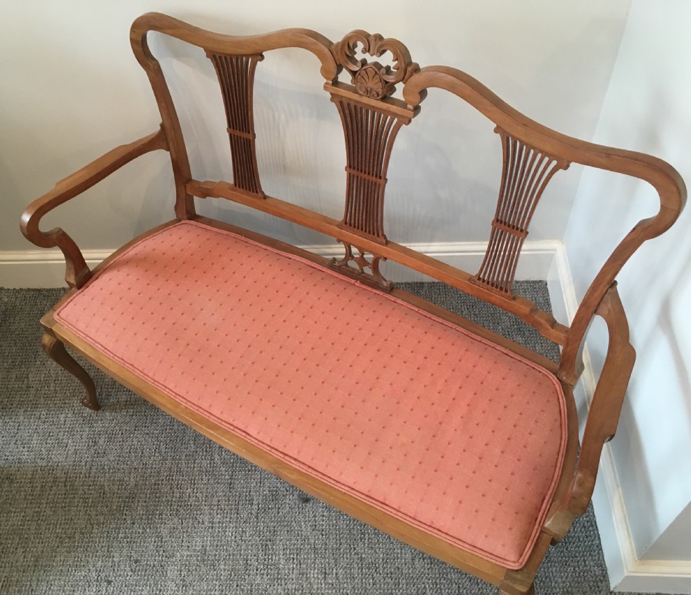 Edwardian Mahogany Two Seat Salon Setee View X