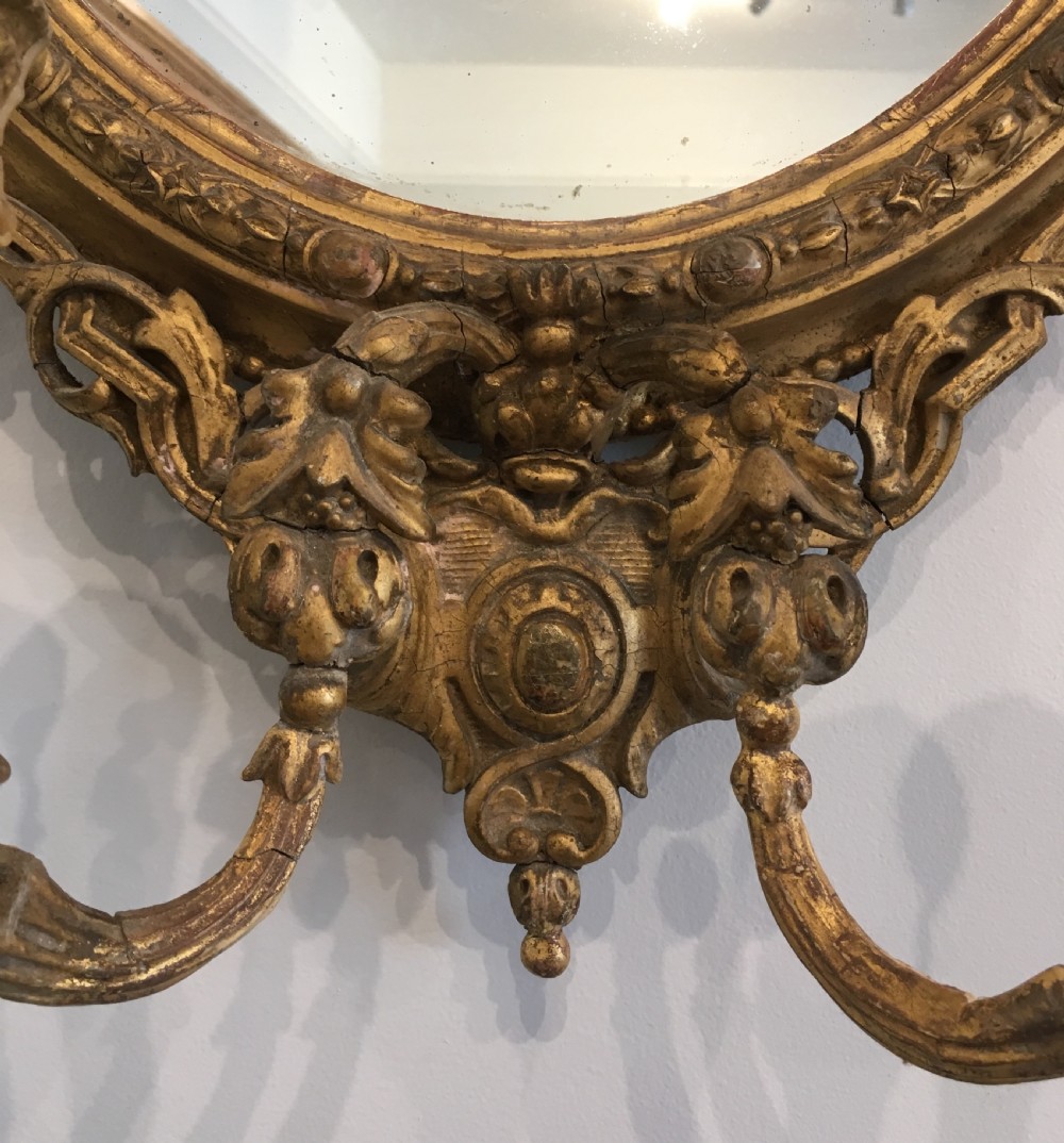 Pair of Antique Victorian Gilt Girandole Wall Mirrors View X