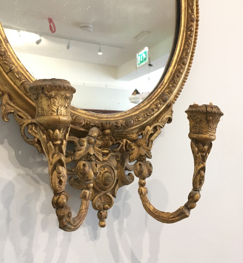 Pair of Antique Victorian Gilt Girandole Wall Mirrors View XII