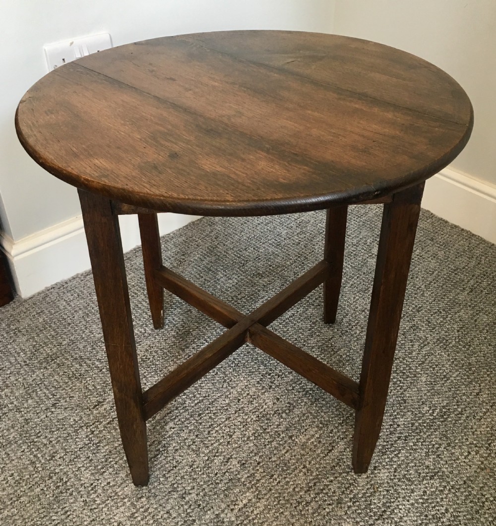 Antique Country Oak Circular Side Table