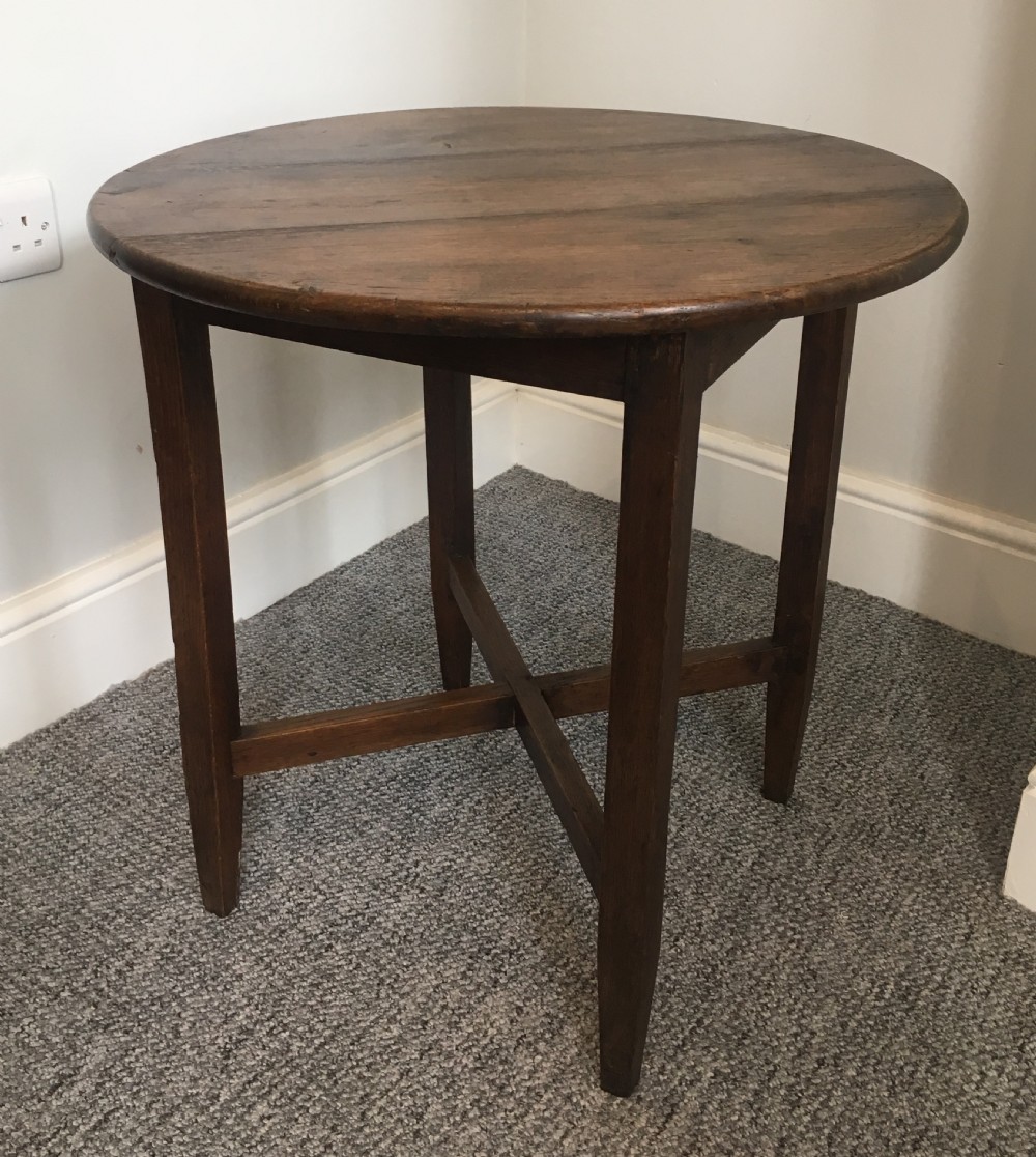 Antique Country Oak Circular Side Table View V
