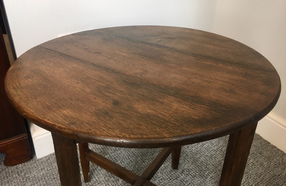 Antique Country Oak Circular Side Table View IX