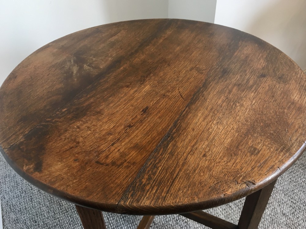 Antique Country Oak Circular Side Table View XII