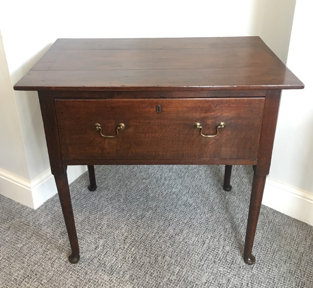 18th Century Georgian Oak Side Table on Pad Feet