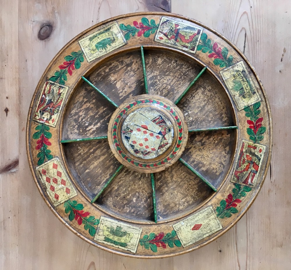 Antique Regency Pope Joan Card Game Wheel View III