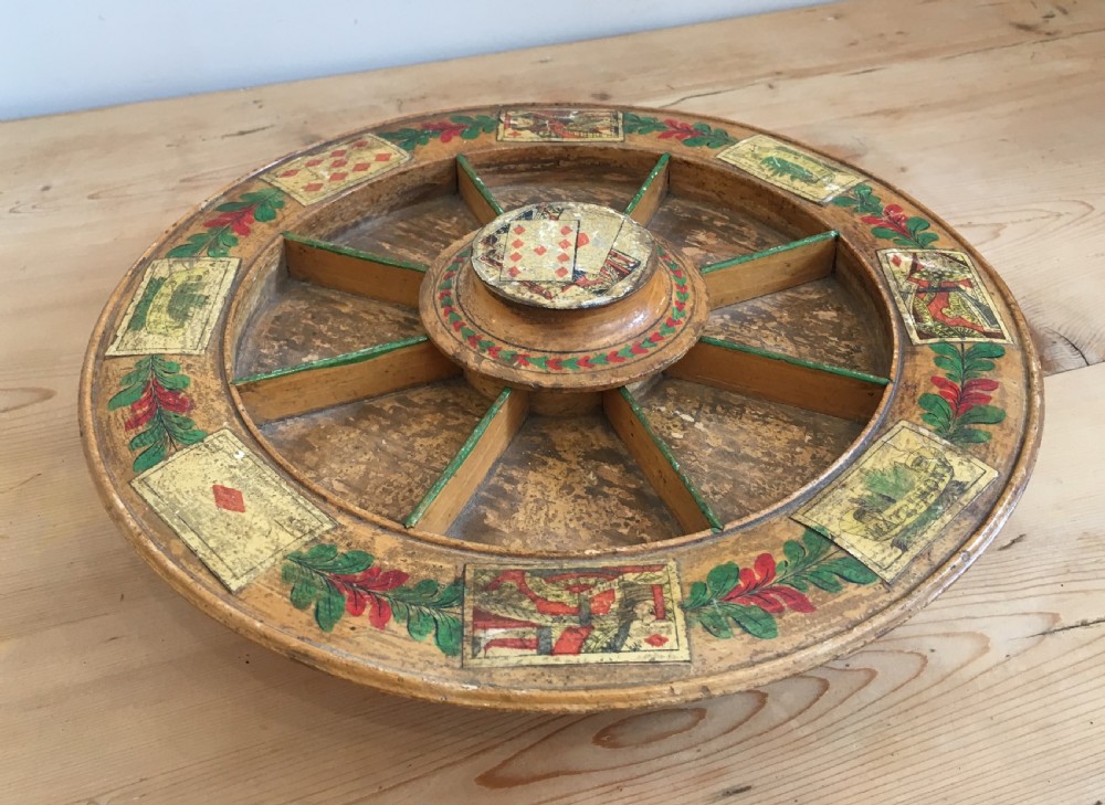 Antique Regency Pope Joan Card Game Wheel View IV