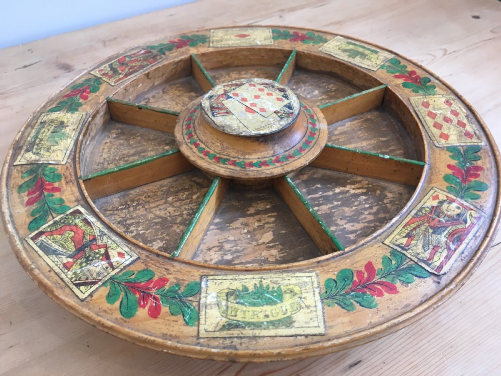 Antique Regency Pope Joan Card Game Wheel View VI