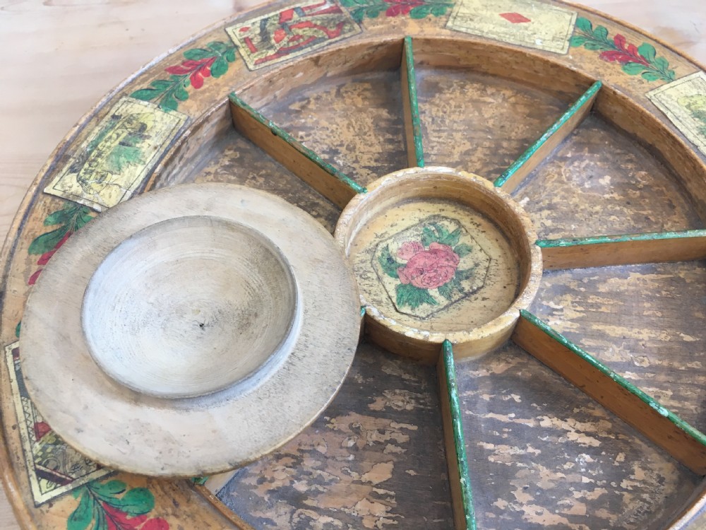 Antique Regency Pope Joan Card Game Wheel View VIII