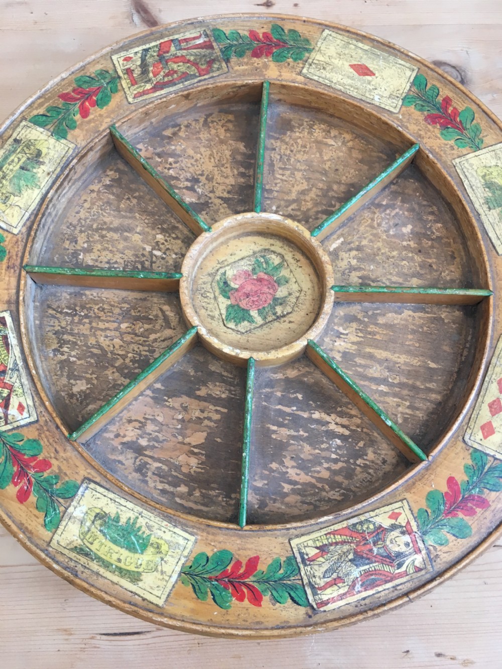 Antique Regency Pope Joan Card Game Wheel View IX