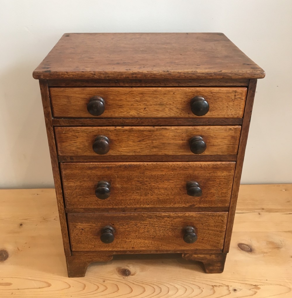 Antique Victorian Apprentice Made Miniature Mahogany Chest of Drawers