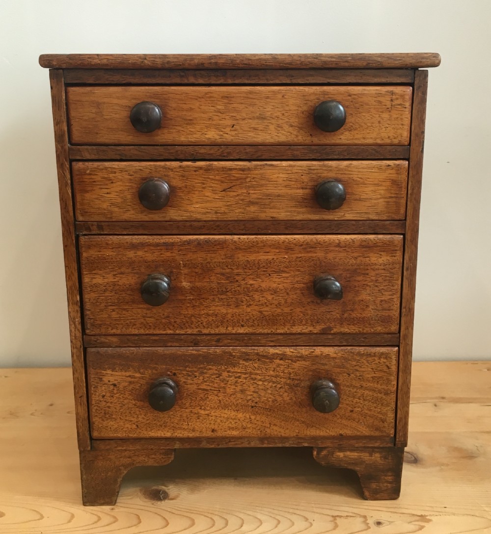 Antique Victorian Apprentice Made Miniature Mahogany Chest of Drawers View II