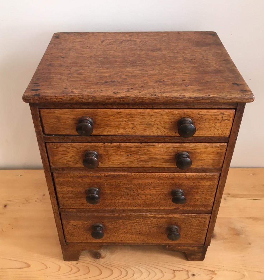 Antique Victorian Apprentice Made Miniature Mahogany Chest of Drawers View III