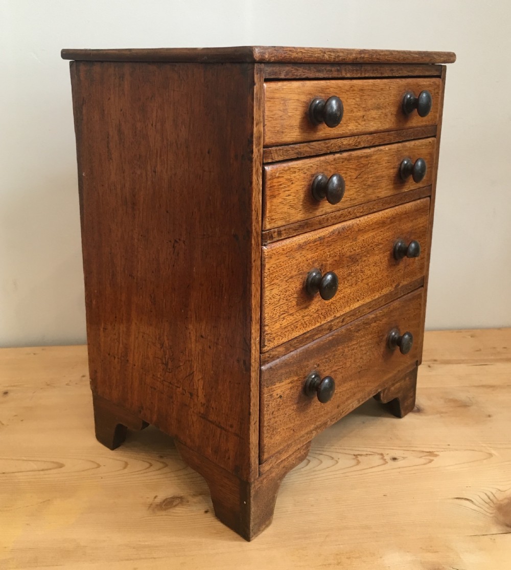Antique Victorian Apprentice Made Miniature Mahogany Chest of Drawers View IV