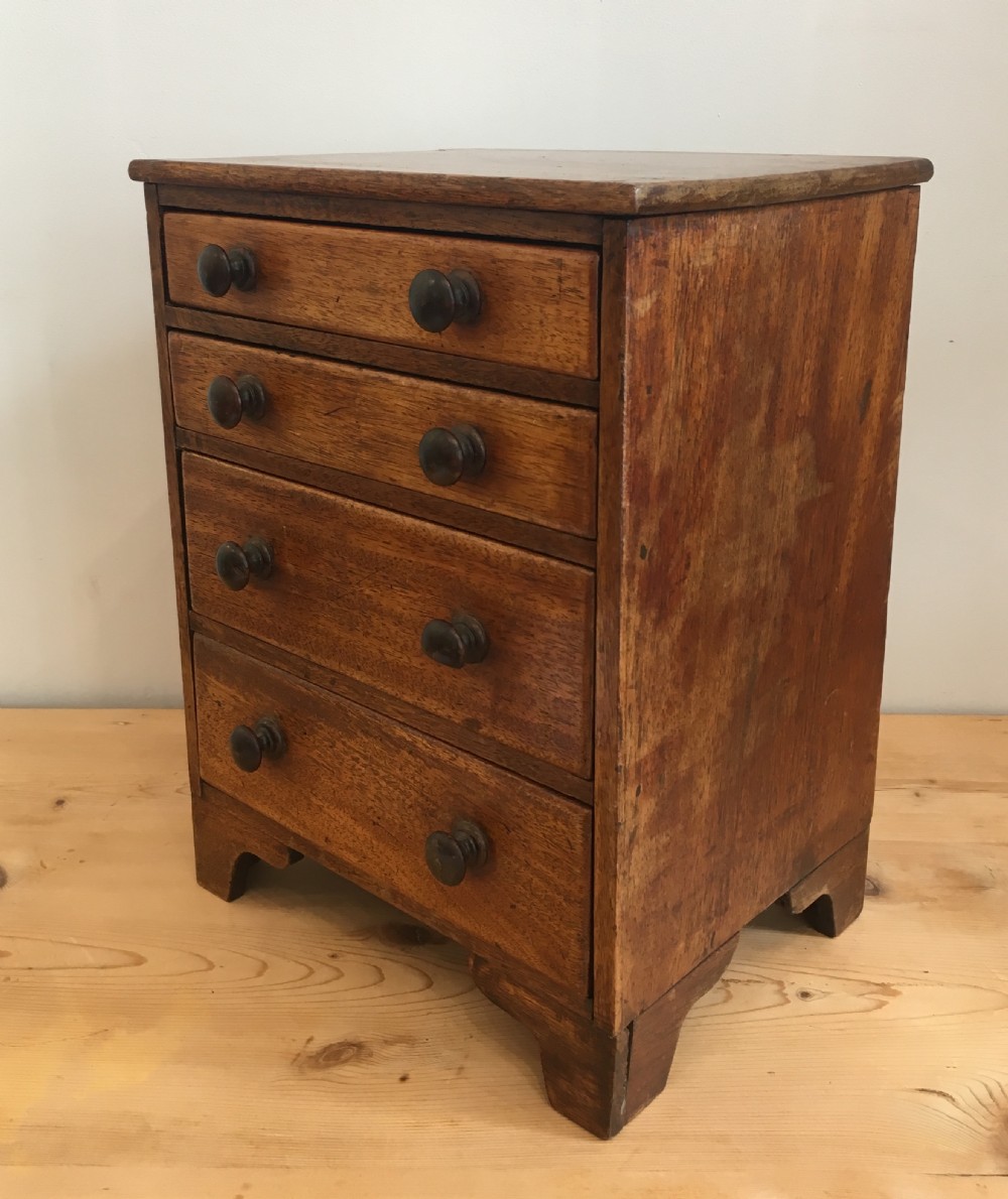Antique Victorian Apprentice Made Miniature Mahogany Chest of Drawers View VII