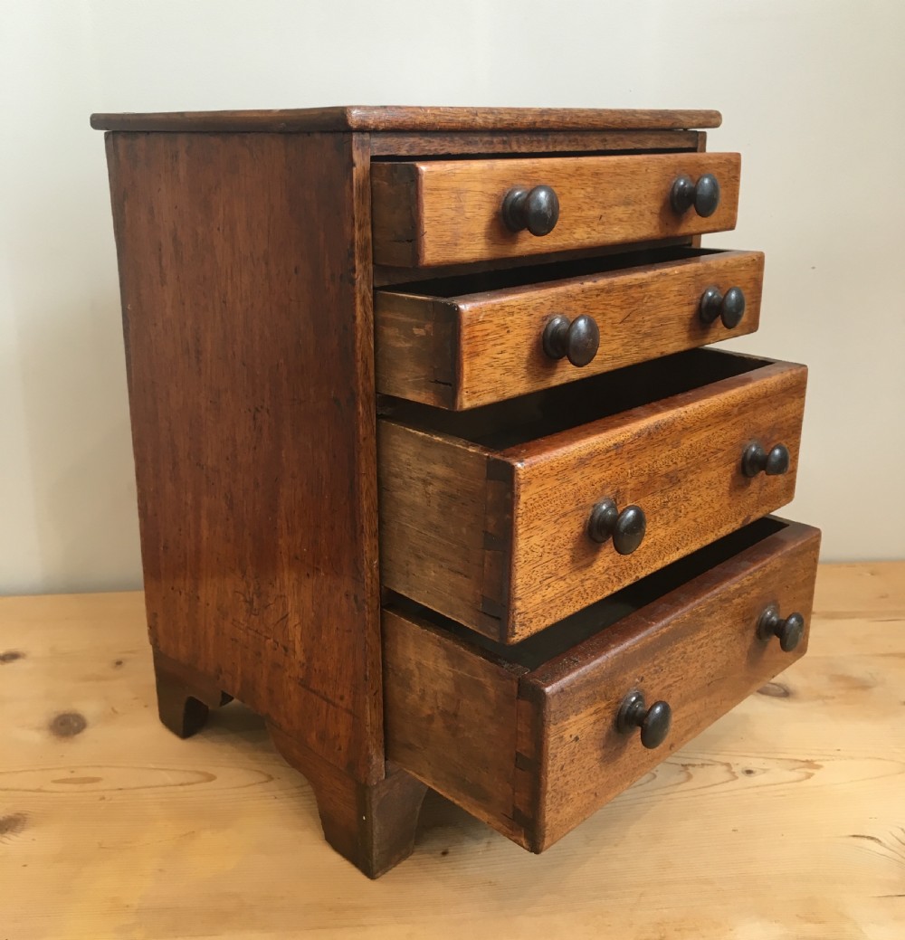 Antique Victorian Apprentice Made Miniature Mahogany Chest of Drawers View VIII