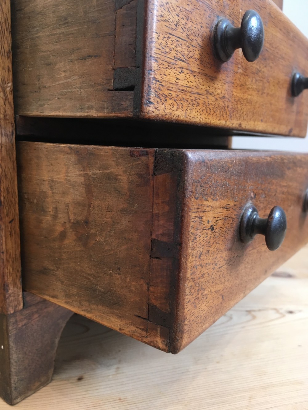Antique Victorian Apprentice Made Miniature Mahogany Chest of Drawers View IX