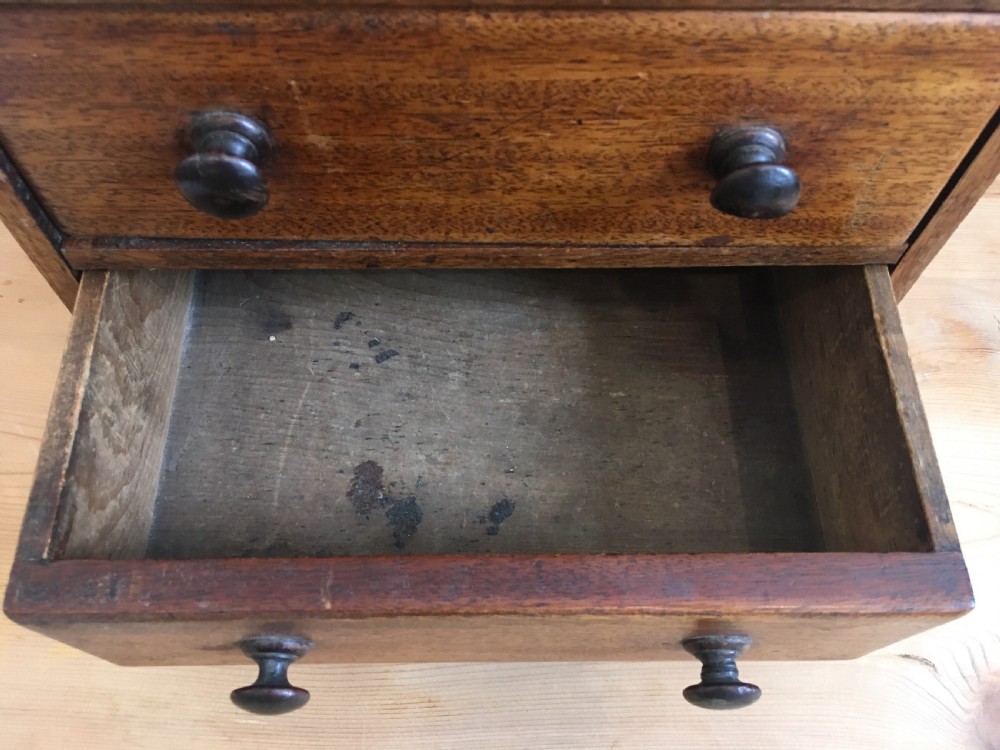 Antique Victorian Apprentice Made Miniature Mahogany Chest of Drawers View X