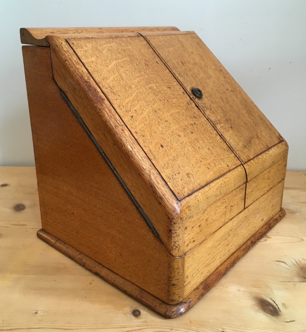 Antique Edwardian Oak Desktop Stationery Cabinet  View III