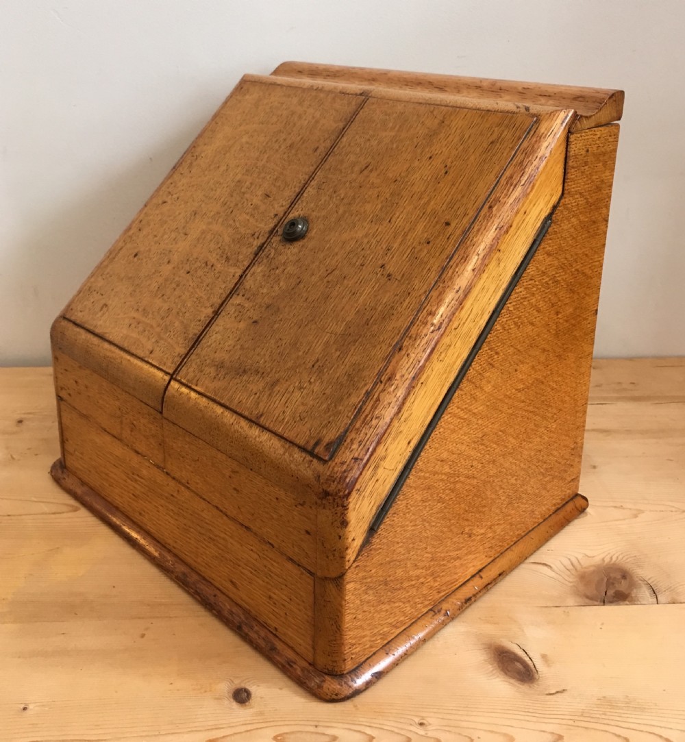 Antique Edwardian Oak Desktop Stationery Cabinet  View VI