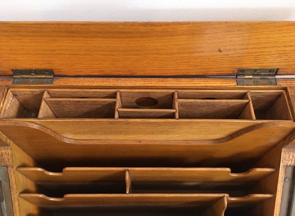Antique Edwardian Oak Desktop Stationery Cabinet  View IX