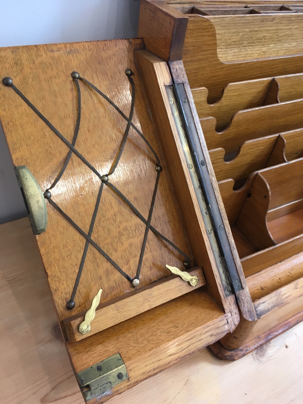 Antique Edwardian Oak Desktop Stationery Cabinet  View X