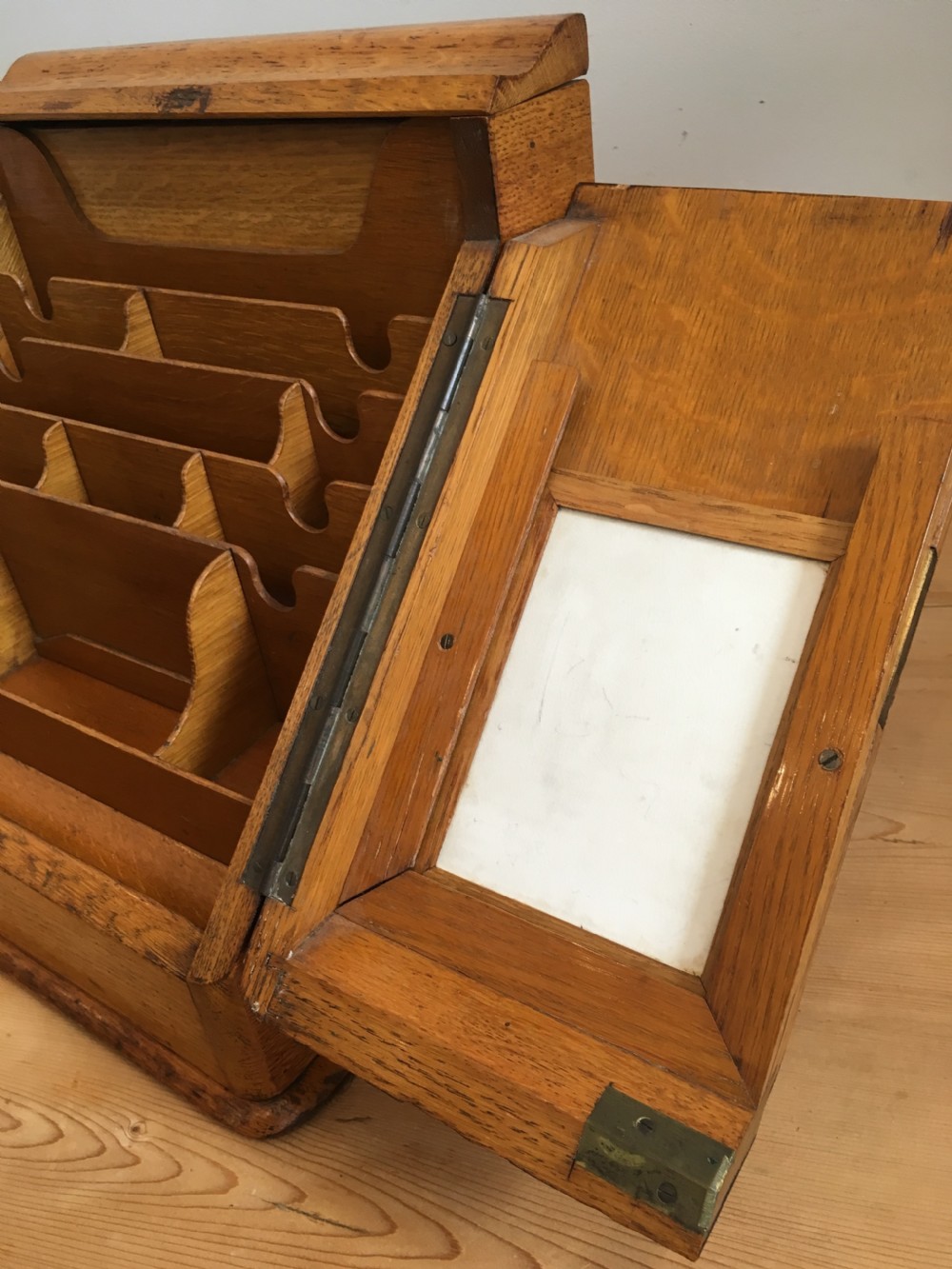 Antique Edwardian Oak Desktop Stationery Cabinet  View XII