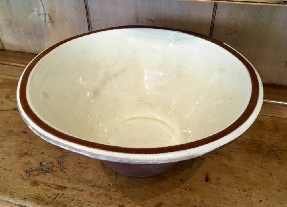 Large Antique Victorian Dairy Bowl  View X
