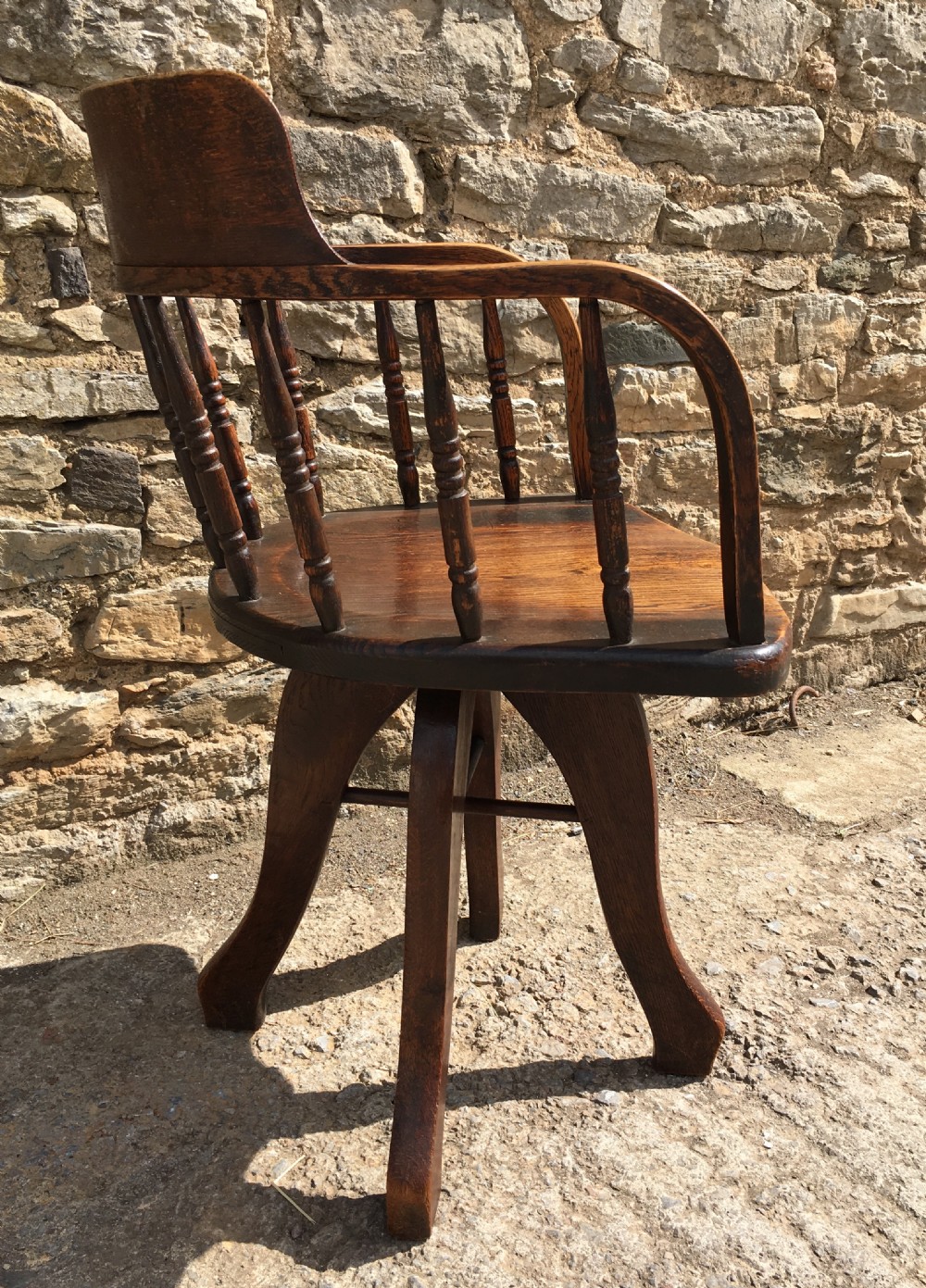 Antique Oak Swivel Office Desk Chair View III