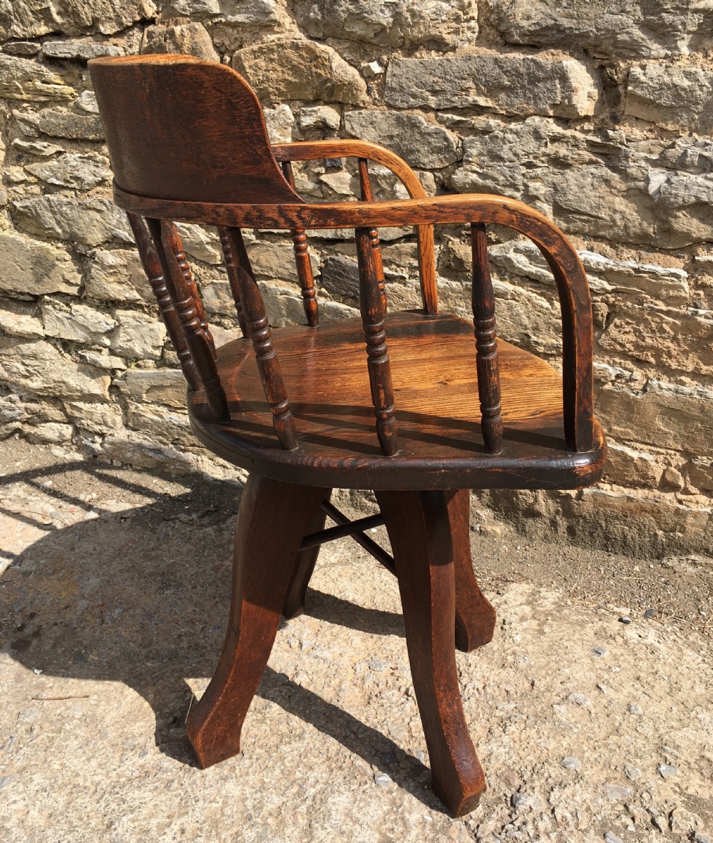 Antique Oak Swivel Office Desk Chair View IV