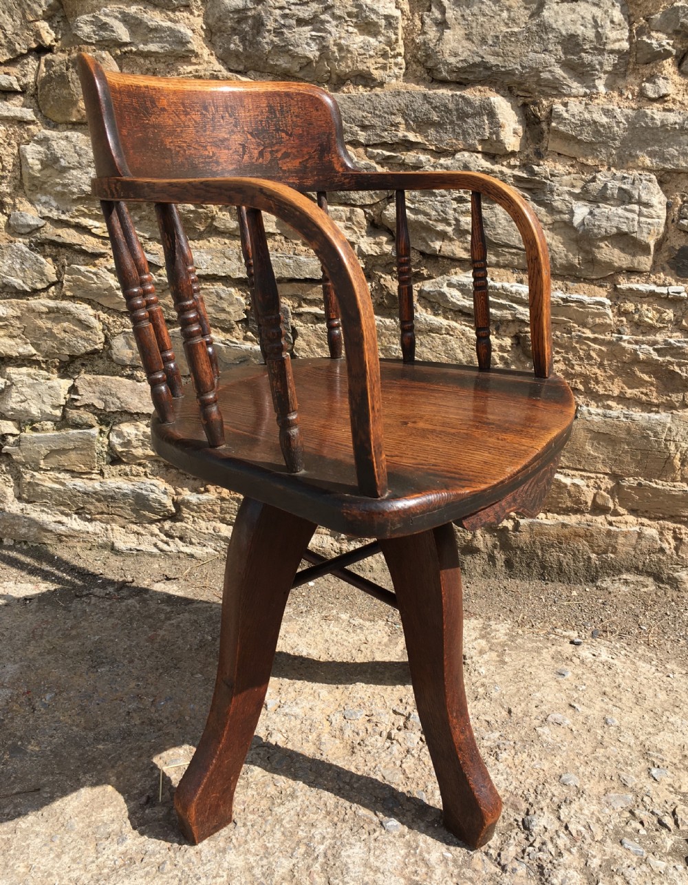 Antique Oak Swivel Office Desk Chair View V