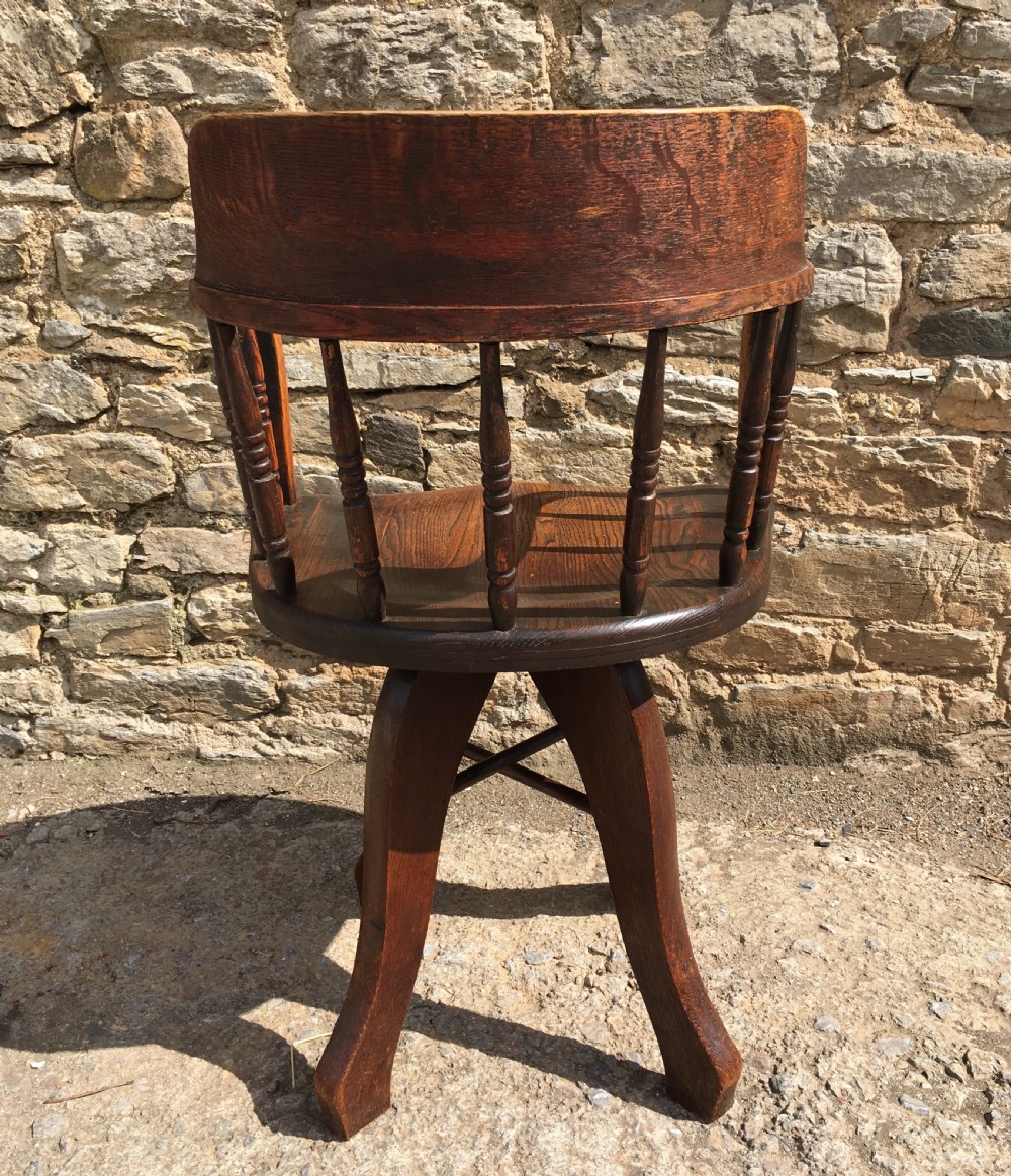 Antique Oak Swivel Office Desk Chair View IX