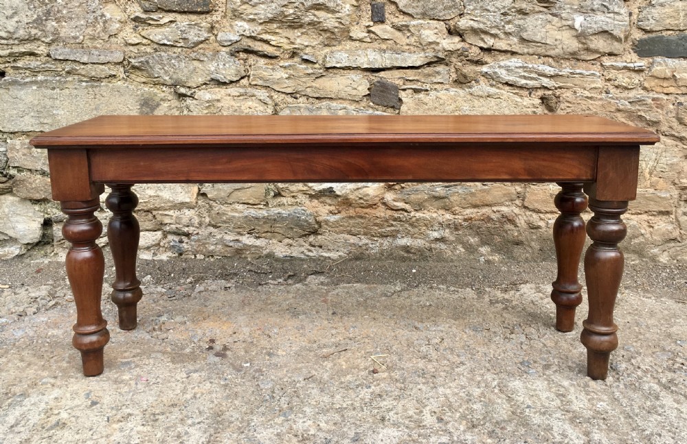 Antique Victorian Walnut Window Seat Hall Bench View II