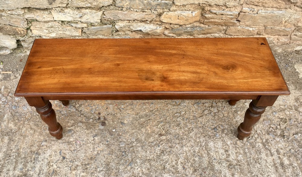 Antique Victorian Walnut Window Seat Hall Bench View III
