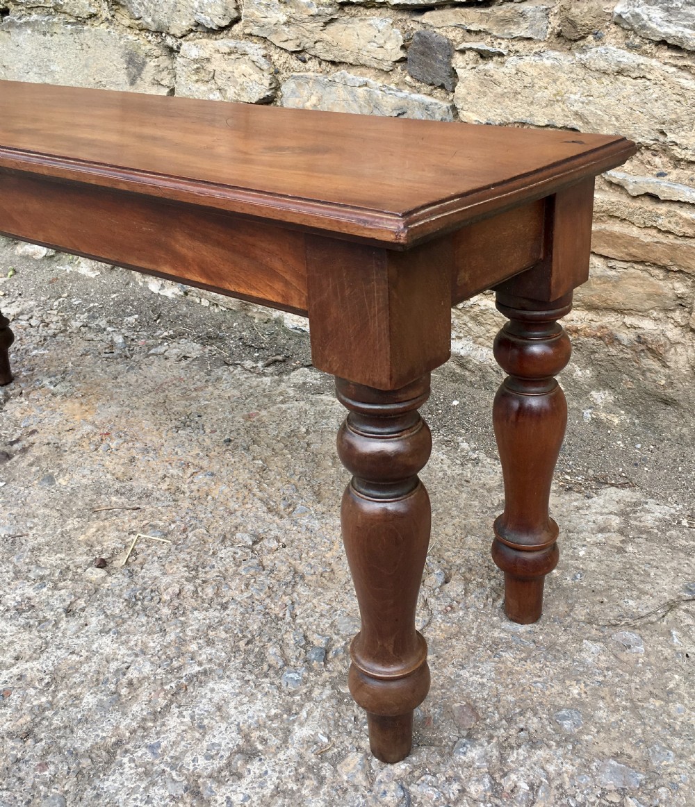 Antique Victorian Walnut Window Seat Hall Bench View IV