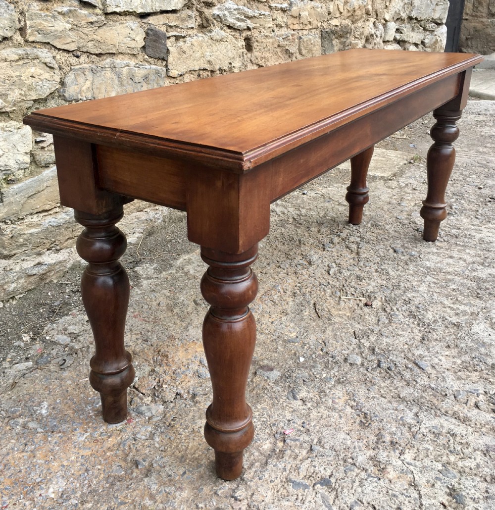 Antique Victorian Walnut Window Seat Hall Bench View V