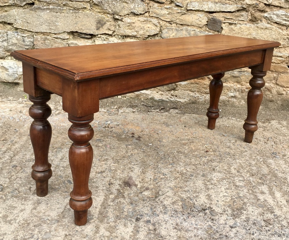 Antique Victorian Walnut Window Seat Hall Bench View VI