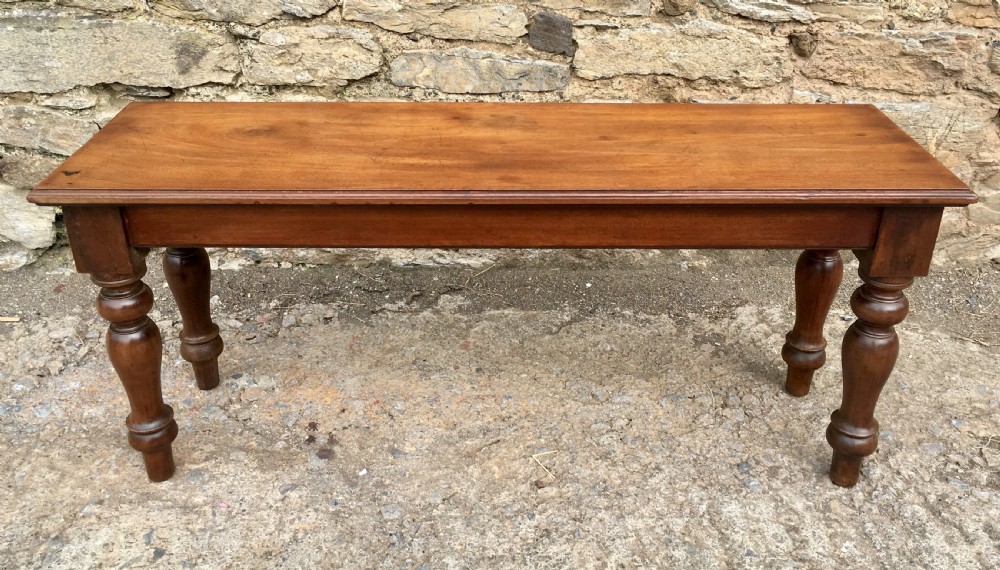 Antique Victorian Walnut Window Seat Hall Bench View VII