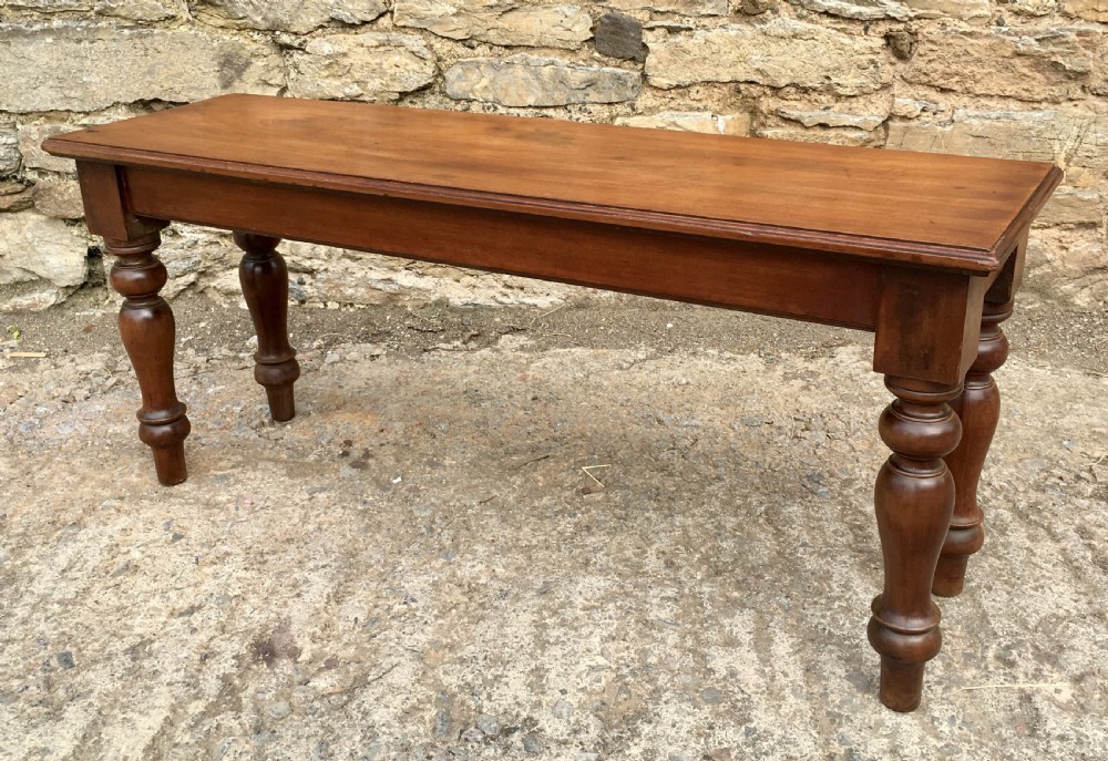 Antique Victorian Walnut Window Seat Hall Bench View VIII