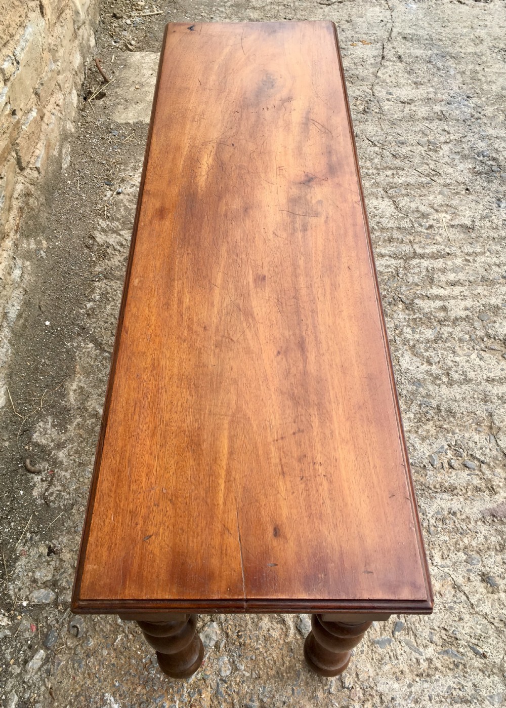 Antique Victorian Walnut Window Seat Hall Bench View XII