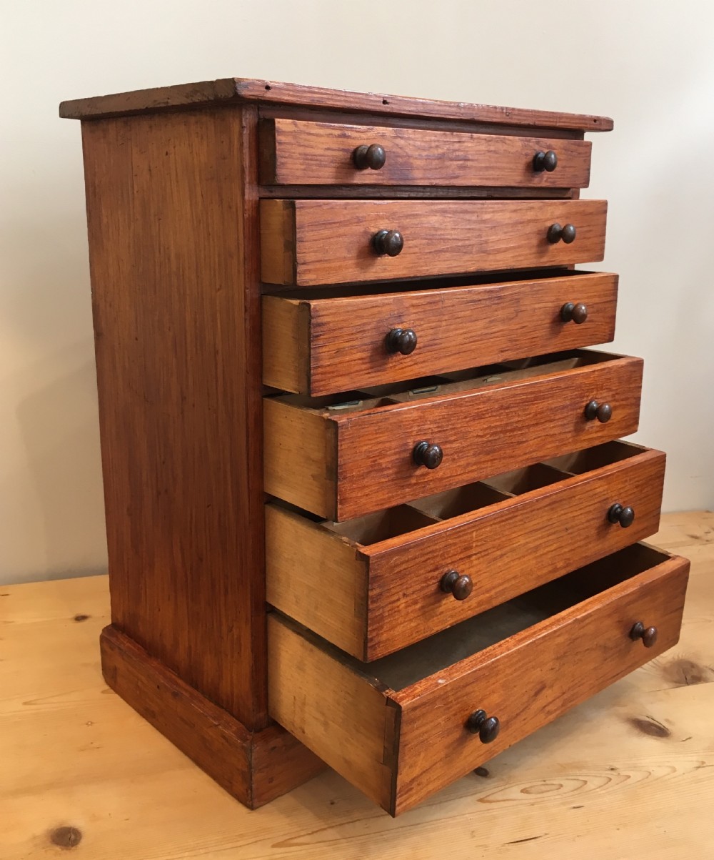 Antique Pine Tabletop Specimen Collectors Chest of Drawers View IX