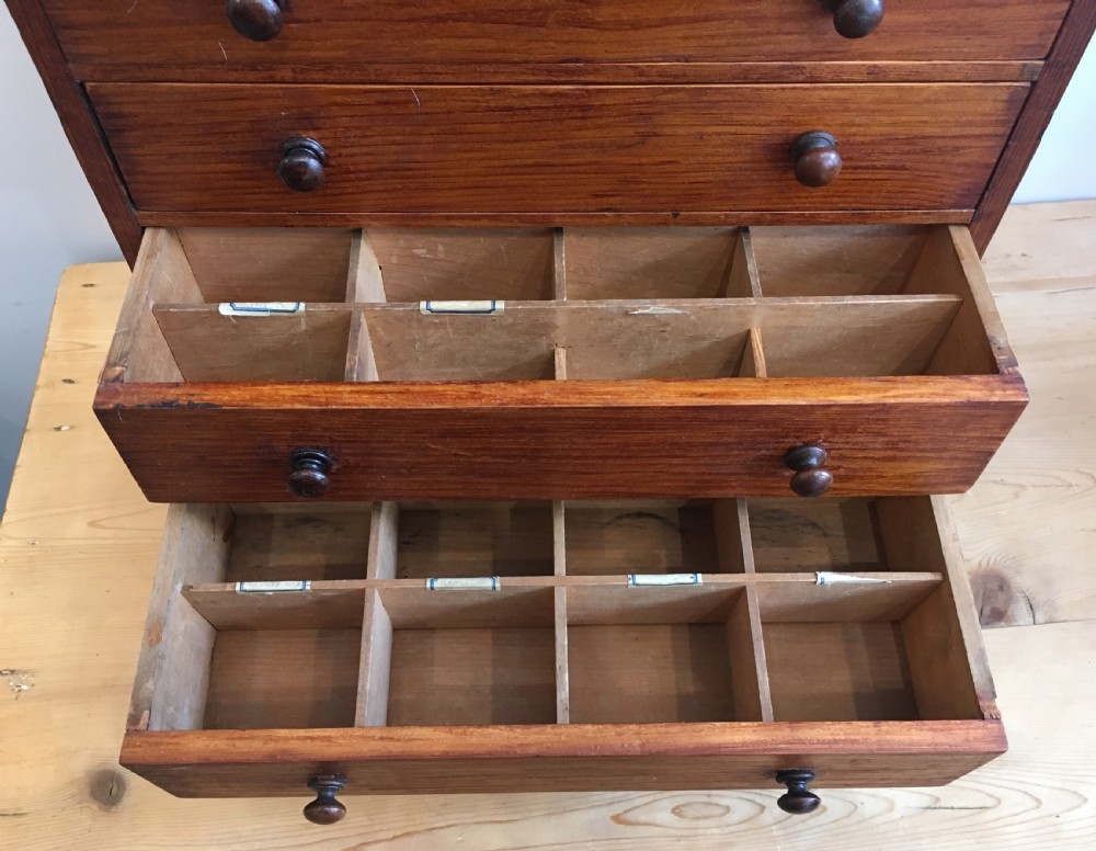 Antique Pine Tabletop Specimen Collectors Chest of Drawers View X