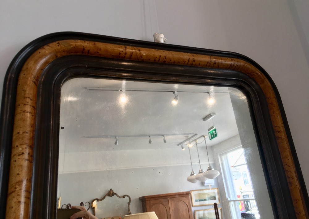 Large Antique French Faux Maple Mirror View V