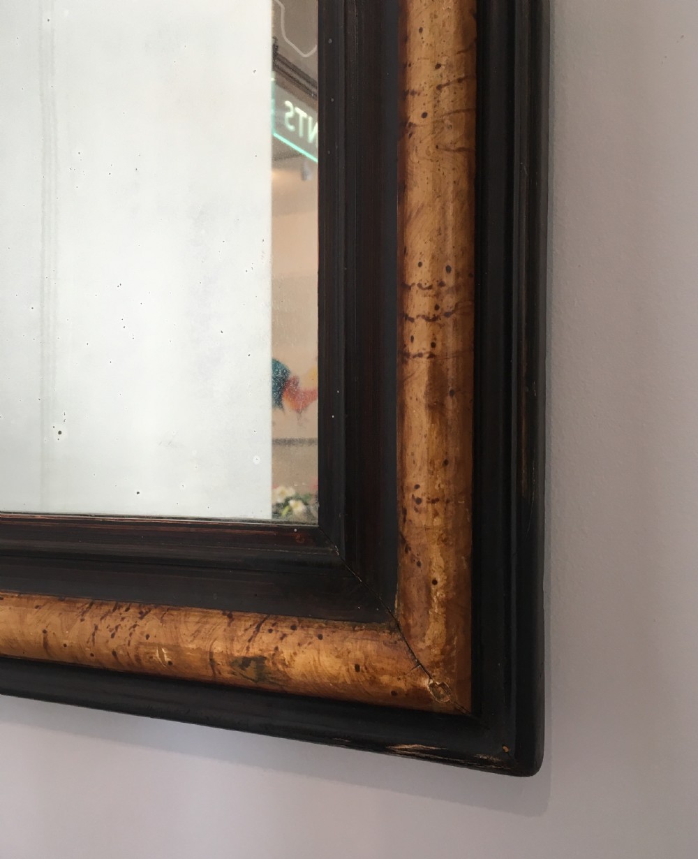 Large Antique French Faux Maple Mirror View VIII