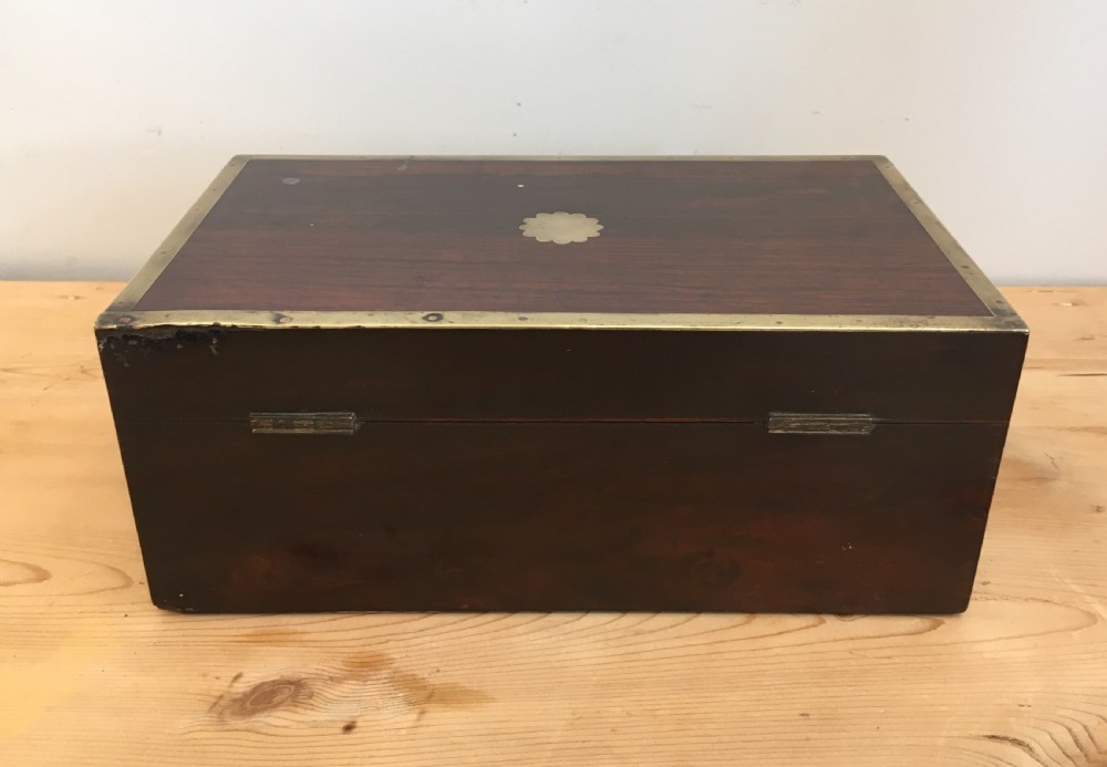 Antique Victorian Rosewood and Brass Bound Trinket Box View III