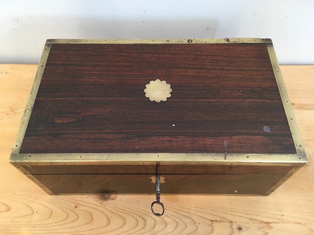 Antique Victorian Rosewood and Brass Bound Trinket Box View VI